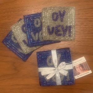 OY VEY! Beaded Coaster Set by Sudha Pennathur